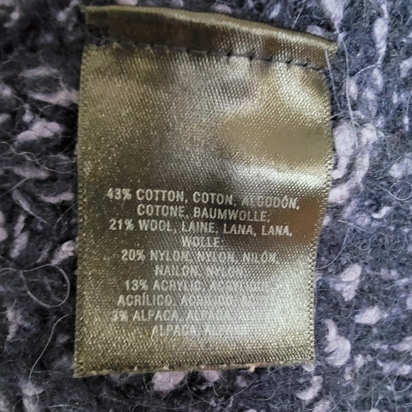 Anthropologie Moth Navy Zipped Stitch Wool/Alpaca Blend Pullover Knit Sweater - Picture 15 of 16